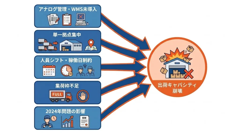 出荷キャパシティ崩壊を招く5つの原因